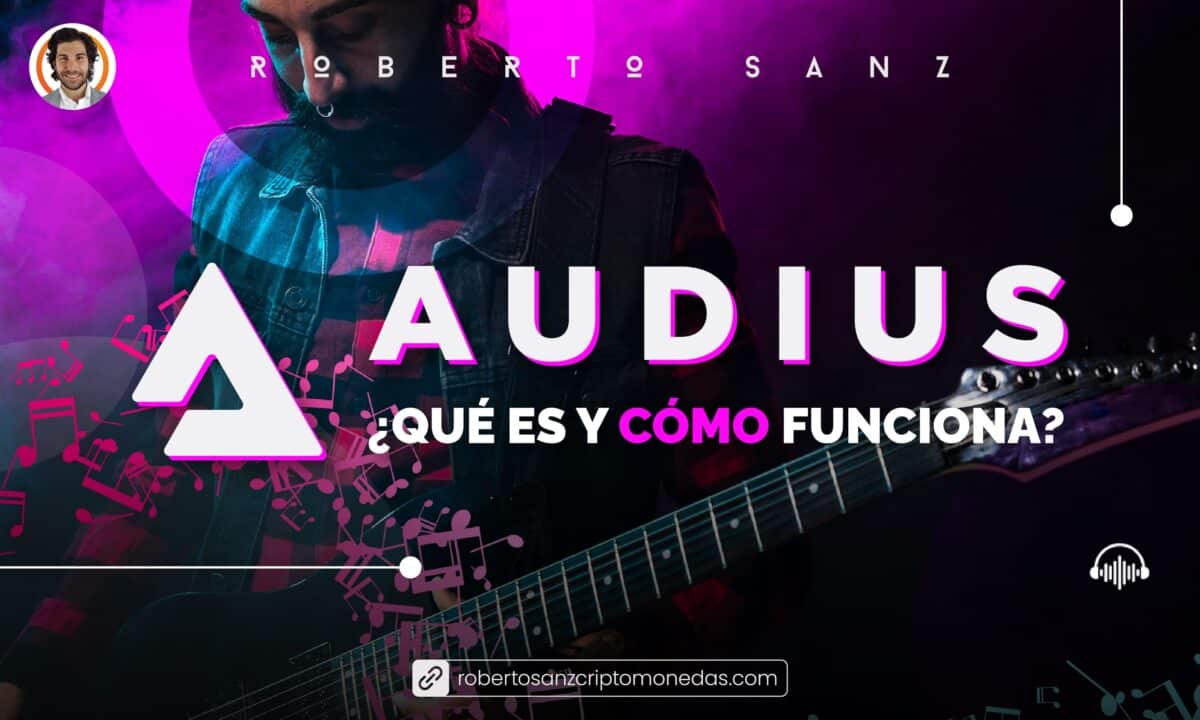 Audios que es y como funciona vs spotity imagen oscura y rosa con un cantante detrás