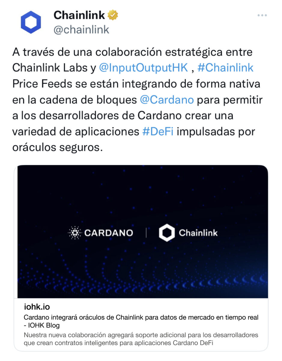Cardano y Chainlink