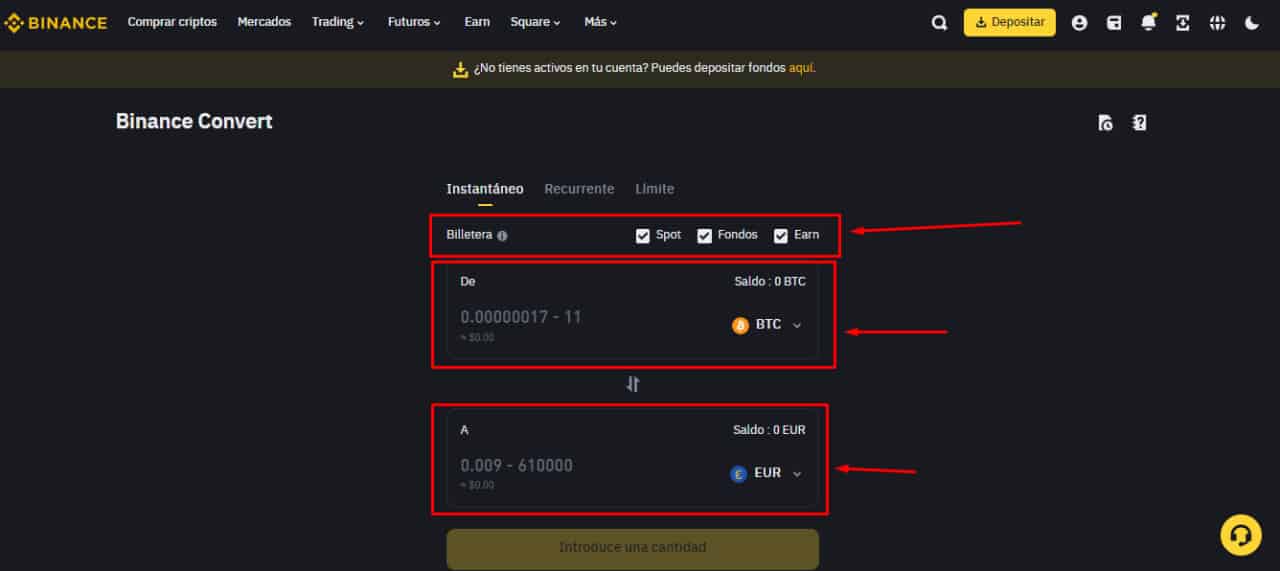 Cómo puedo cambiar BITCOIN a EUROS en BINANCE