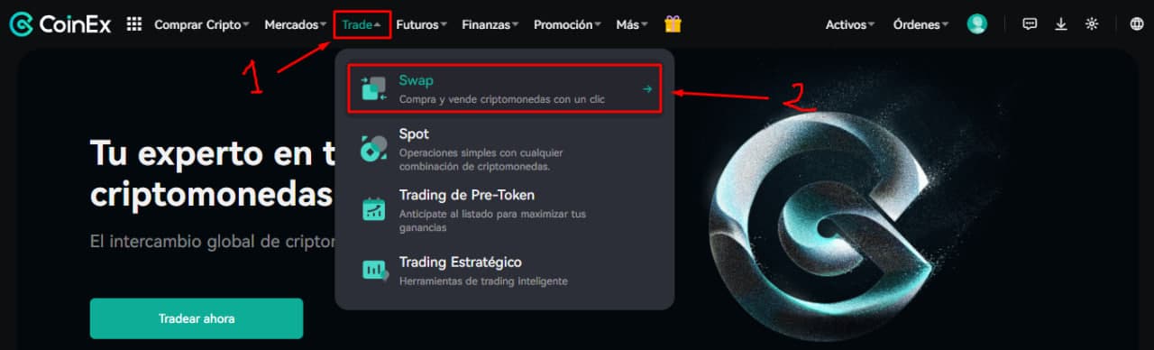 Cómo usar Coinex Swap