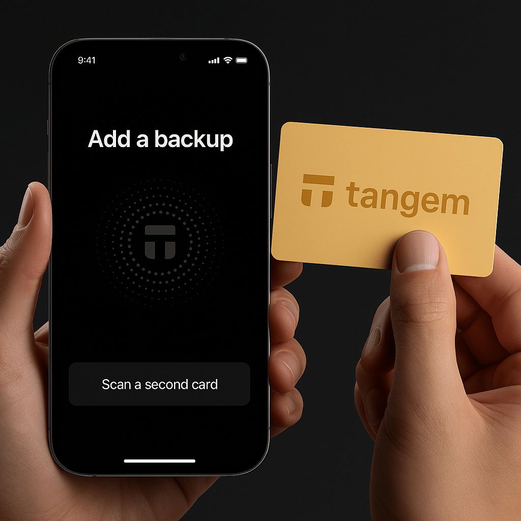 Agregar tarjeta de respaldo en Tangem Wallet – configuración paso a paso