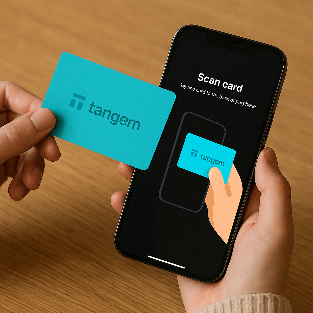 Tangem Wallet fácil de usar escaneando tarjeta desde el móvil