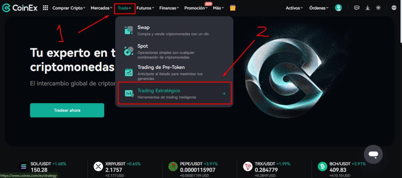 crear estrategia spot grid coinex 1